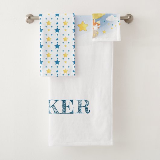 ムーンパーソナライズされたエアバルーンの水彩 バスタオルセット (インサイチュ)