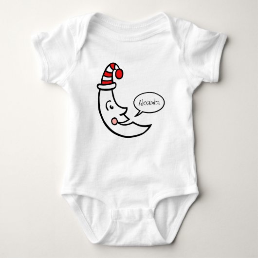 ムーンパーソナライズされた顔アンドスターズ ベビーボディスーツ (正面)