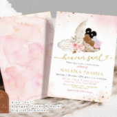 ムーンピンクボホアフロアフリカンガールエンジェルベビーシャワー 招待状