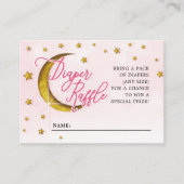 ムーンピンク金ゴールドおむつラッフルの上に星空 エンクロージャーカード (正面)