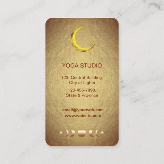 ムーンフェイズクレセント神秘的ホリスティックタロット金ゴールド 名刺 (裏面)