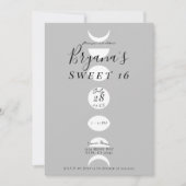 ムーンフェイズサイクルグレー&ホワイトスウィート16 招待状 (正面)