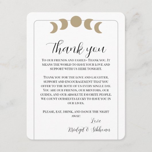 ムーンフェイズサンキュー披露宴カード エンクロージャーカード (正面)