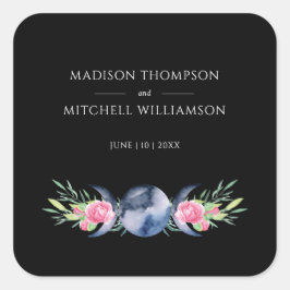 ムーンフェイズピンクローゼズフローラ形而上学的結婚な スクエアシール