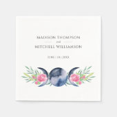 ムーンフェイズピンクローゼズフローラ形而上学的結婚な スタンダードカクテルナプキン (正面)