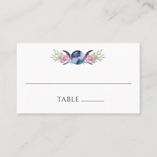 ムーンフェイズピンクローゼズフローラ形而上学的結婚な プレイスカード (正面)