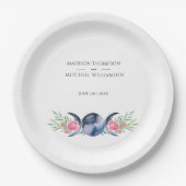 ムーンフェイズピンクローゼズフローラ形而上学的結婚な ペーパープレート (正面)