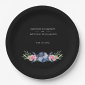 ムーンフェイズピンクローゼズフローラ形而上学的結婚な ペーパープレート (正面)