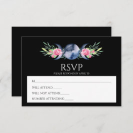 ムーンフェイズピンクローゼズフローラ形而上学的結婚な 出欠カード