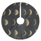 ムーンフェイズブラックパーソナライズされた金ゴールドハロウィーン ブラッシュドポリエステルツリースカート (正面)