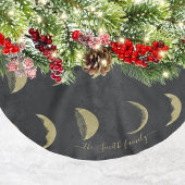 ムーンフェイズブラックパーソナライズされた金ゴールドハロウィーン ブラッシュドポリエステルツリースカート