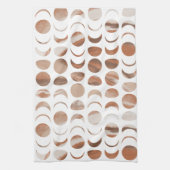 ムーンフェイズ絵を描大理石のルック金ゴールド&クリーム皿 キッチンタオル (縦)