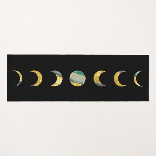 ムーンフェイズ金ゴールドシルバーティール（緑がかった色） ヨガマット (正面(横))