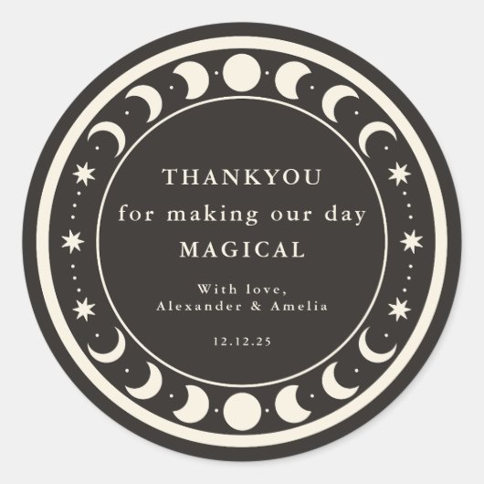 ムーンフェイズboho天体結婚式の引き出物 サンキュー ラウンドシール (正面)