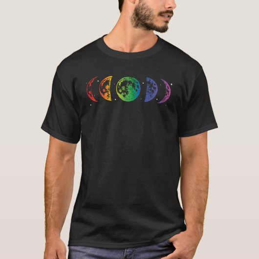 ムーンフェイズLBGTQレインボープライド平等月Ecli Tシャツ (正面)
