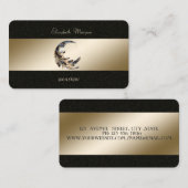 ムーンフェザー金ゴールドブラックヨガスタジオ 名刺 (正面/裏面)