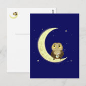 ムーンフクロウ真夜中のコーヒー ポストカード (正面/裏面)