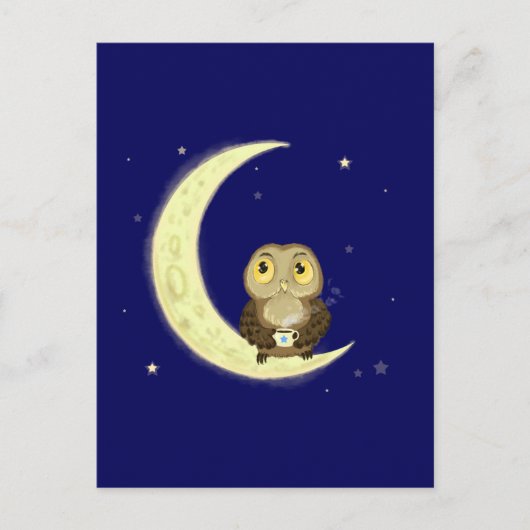ムーンフクロウ真夜中のコーヒー ポストカード (正面)