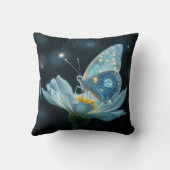 ムーンフラワーに咲く青い蝶 クッション (裏面)