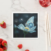 ムーンフラワーに咲く青い蝶 スタンダードカクテルナプキン (インサイチュ)