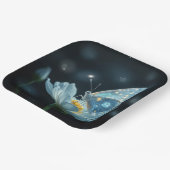 ムーンフラワーに咲く青い蝶 ペーパープレート (傾斜あり)