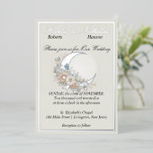 ムーンフラワーオフホワイト、シルバー 箔招待状 (立ち正面)