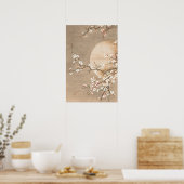 ムーンフラワーズピンクニュートラル絵を描ヴィンテージ ポスター (キッチン)