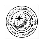 ムーンフラワーハンドラ図解入りの、写真付きのイブラリースタンプ ラバースタンプ (インプリント)