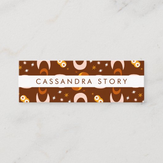 ムーンフラワーパターモダンン名刺 スキニー名刺 (正面)