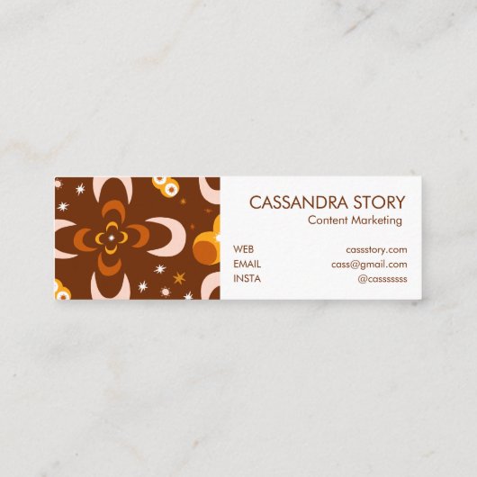 ムーンフラワーパターモダンン名刺 スキニー名刺 (裏面)