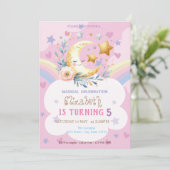 ムーンフラワーレインボースターズハート誕生日 招待状 (スタンド正面)