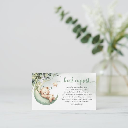 ムーンブックのリクエストに対して眠っているテディベア エンクロージャーカード (スタンド正面)