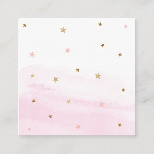 ムーンブックの上にピンク色のベビー挿入 スクエア名刺 (裏面)