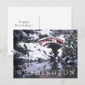 ムーンブリッジと冬の池 | 誕生日おめでとう ポストカード (正面/裏面)
