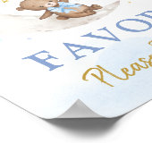 ムーンブルーのテディベア金ゴールドバルーンがサインを引き立てる ポスター (角)