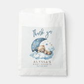 ムーンブルーのベビーシャワーの上にテディベア フェイバーバッグ (正面)