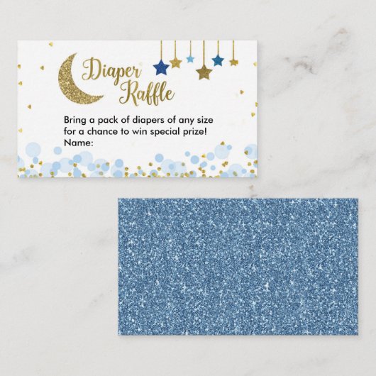 ムーンブルーのベビーシャワーの上 – おむつラッフル エンクロージャーカード (正面/裏面)