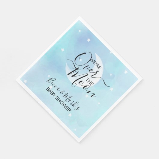 ムーンブルーの上に赤ちゃんシャワーのナプキン スタンダードランチョンナプキン (角)