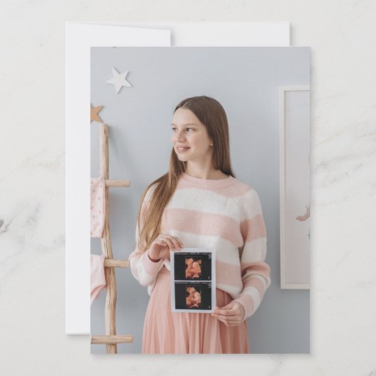 ムーンブルーの男の子の赤ちゃんシャワーの上の写真 招待状 (裏面)