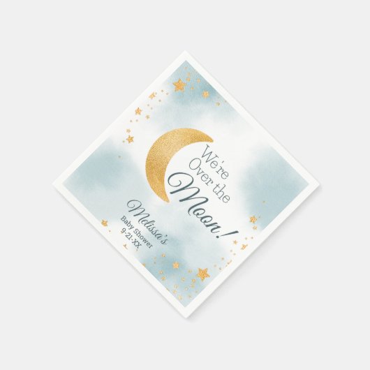 ムーンブルーの男の子の赤ちゃんシャワーを浴びる スタンダードカクテルナプキン (角)