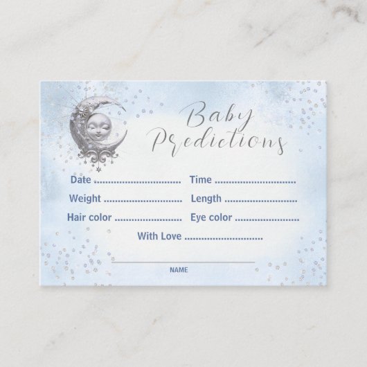 ムーンブルーの赤ちゃんシャワーのゲームに関する予測 エンクロージャーカード (正面)