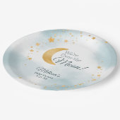 ムーンブルーの赤ちゃんシャワーを浴びる ペーパープレート (アングル)