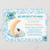 ムーンブルーの赤ちゃんシャワーInvitatiにかわいい牛 招待状 (正面/裏面)