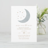 ムーンブルーの金ゴールド少年の赤ちゃんシャワーInvi上にいる 招待状 (スタンド正面)