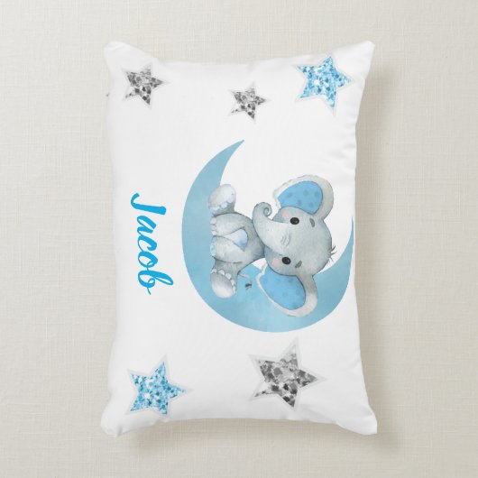 ムーンブルーエレファントガール名前をカスタムする枕 アクセントクッション (正面(垂直))