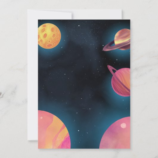 ムーンプラネットエイリアンスター宇宙銀河系1st誕生日 招待状 (裏面)