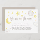 ムーンベイビーシャワーの上にウィムシーな水の色 招待状 (正面/裏面)