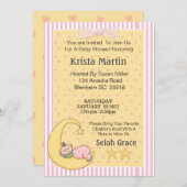 ムーンベビーが本を持って来るベビーシャワー招待状 招待状 (正面/裏面)