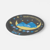 ムーンベビーシャワーに眠る男の子テディベア ペーパープレート (アングル)