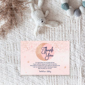 ムーンベビーシャワー上のピンクのバラの金ゴールドグリッター サンキューカード